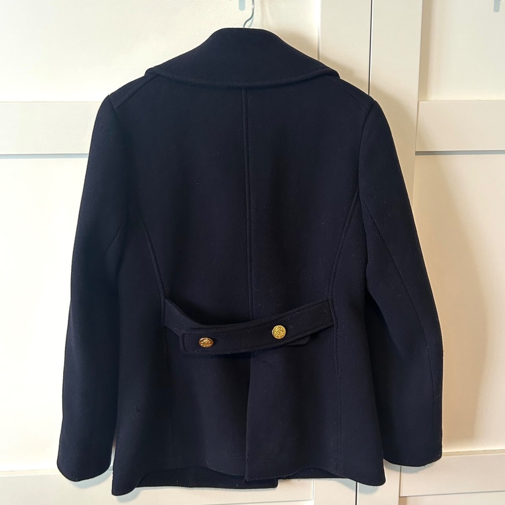 J. Crew‎ Women's Navy Wool Blend Stadium Cloth by Nello Gori Peacoat in Size 4 - Picture 2 of 14